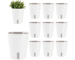 Bloempotten: 10-delige set plastic kruidenpotten met zelfbewatering en waterreservoir, keukenkruiden, bloempot met irrigatiesysteem voor keuken, balkon, slaapkamer
