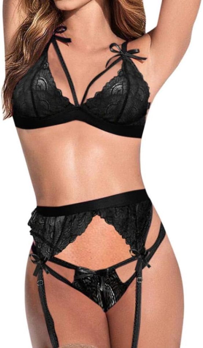 Babydolls, nachtjaponnen & negligés dames Vrouwen Erotische Lingerie Sexy Kostuums Beha G-String Kousenband Nachtkleding Perspectief Ondergoed