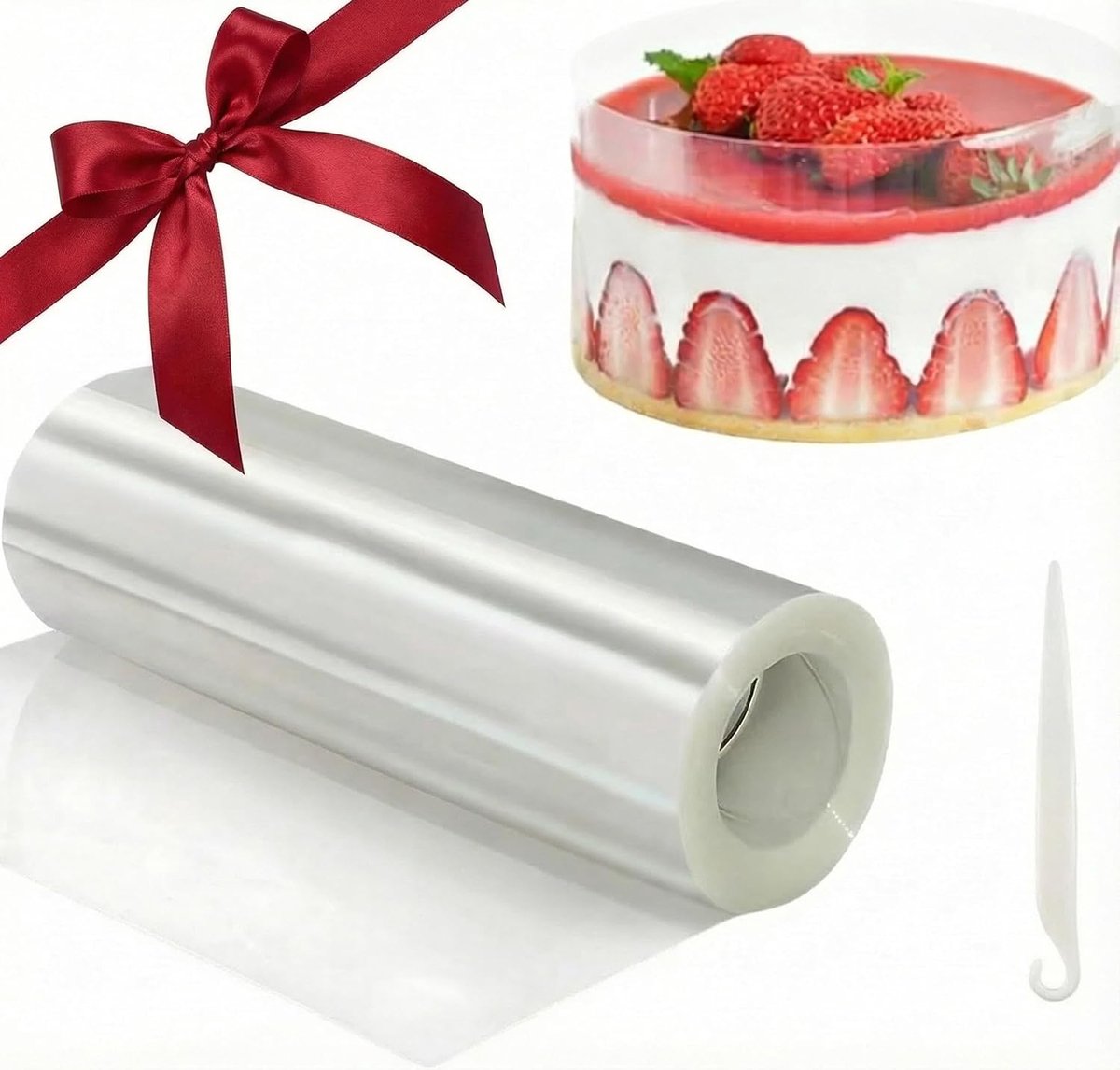 Taartrandfolie,20 cm,acetaatfolie, herbruikbaar, taartfolie, taartrand, transparante taartfolie，taartringfolie, hoog voor cake, chocolade, mousse, taart, dessertringen