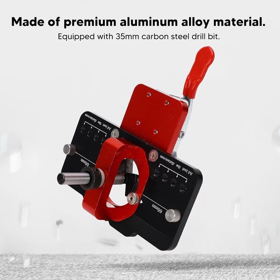 Scharniermal, 35 mm deurscharnier jig nauwkeurige vergrendelingskast scharnier jig, aluminiumlegering verstelbare snelle ponskast hardware mal voor houtbewerking — afbeelding 4
