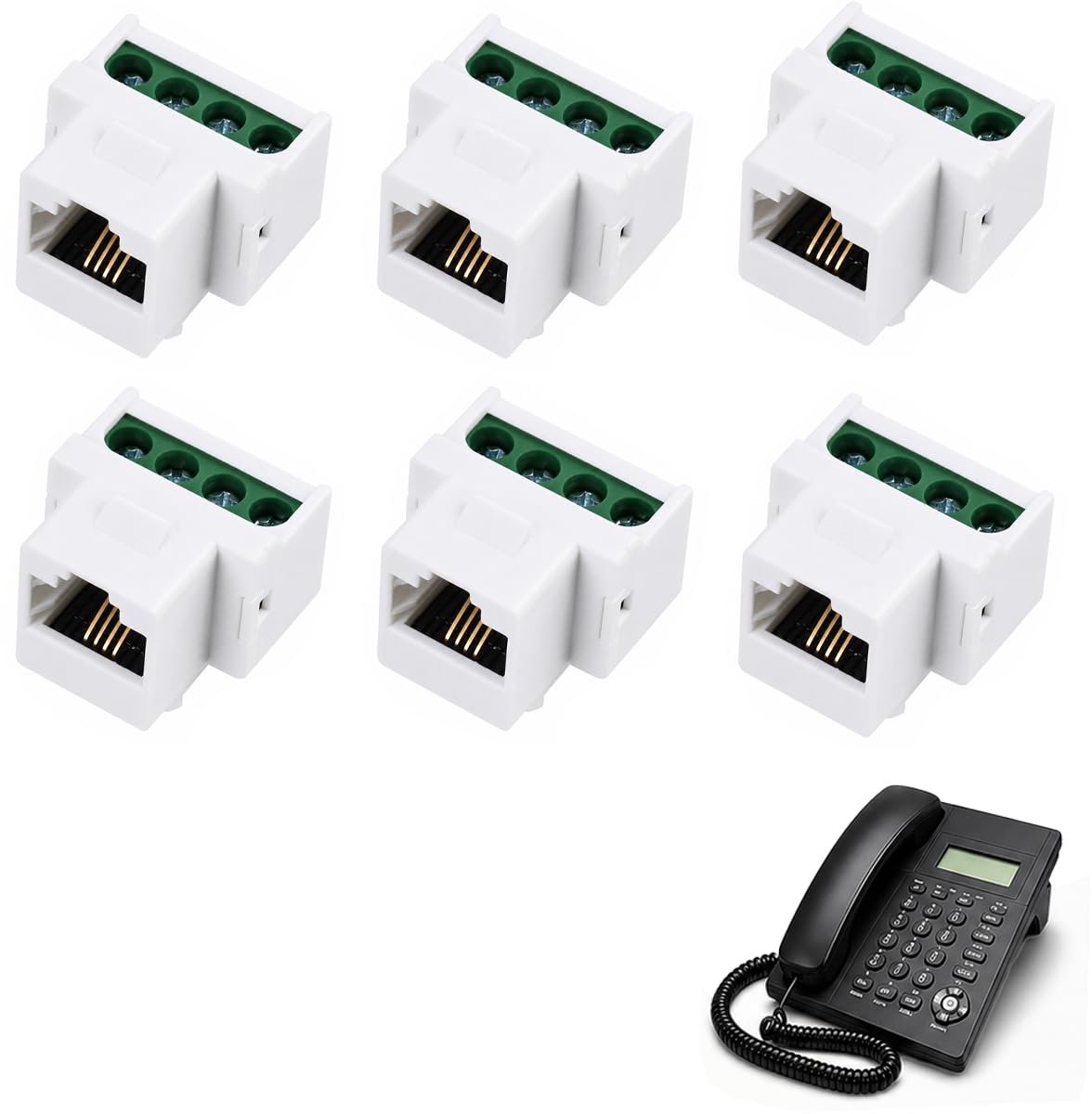 Keystone telefoonmodule 6 stuks CAT3 4-pins