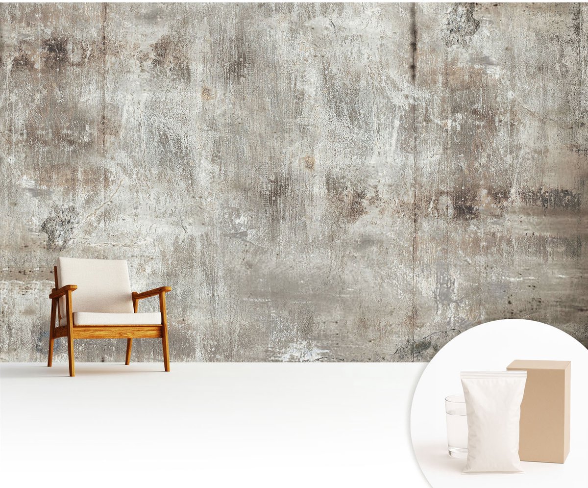 Wallfluent Fotobehang - Grijs Vliesbehang - 416x254 cm - Industriële Ruimte Muurschildering - Gang behang Texturen - Fotobehang Vlies - Slaapkamer behang