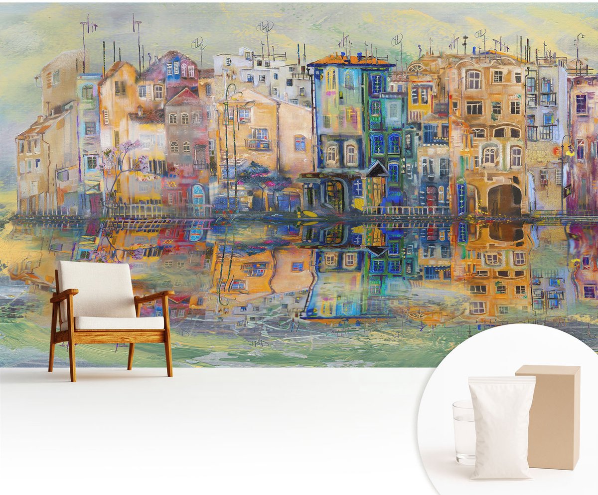 Wallfluent Fotobehang - Beige Vliesbehang - 416x254 cm - Magische Stad Muurschildering - Slaapkamer behang Architectuur - Fotobehang Vlies - Gang behang