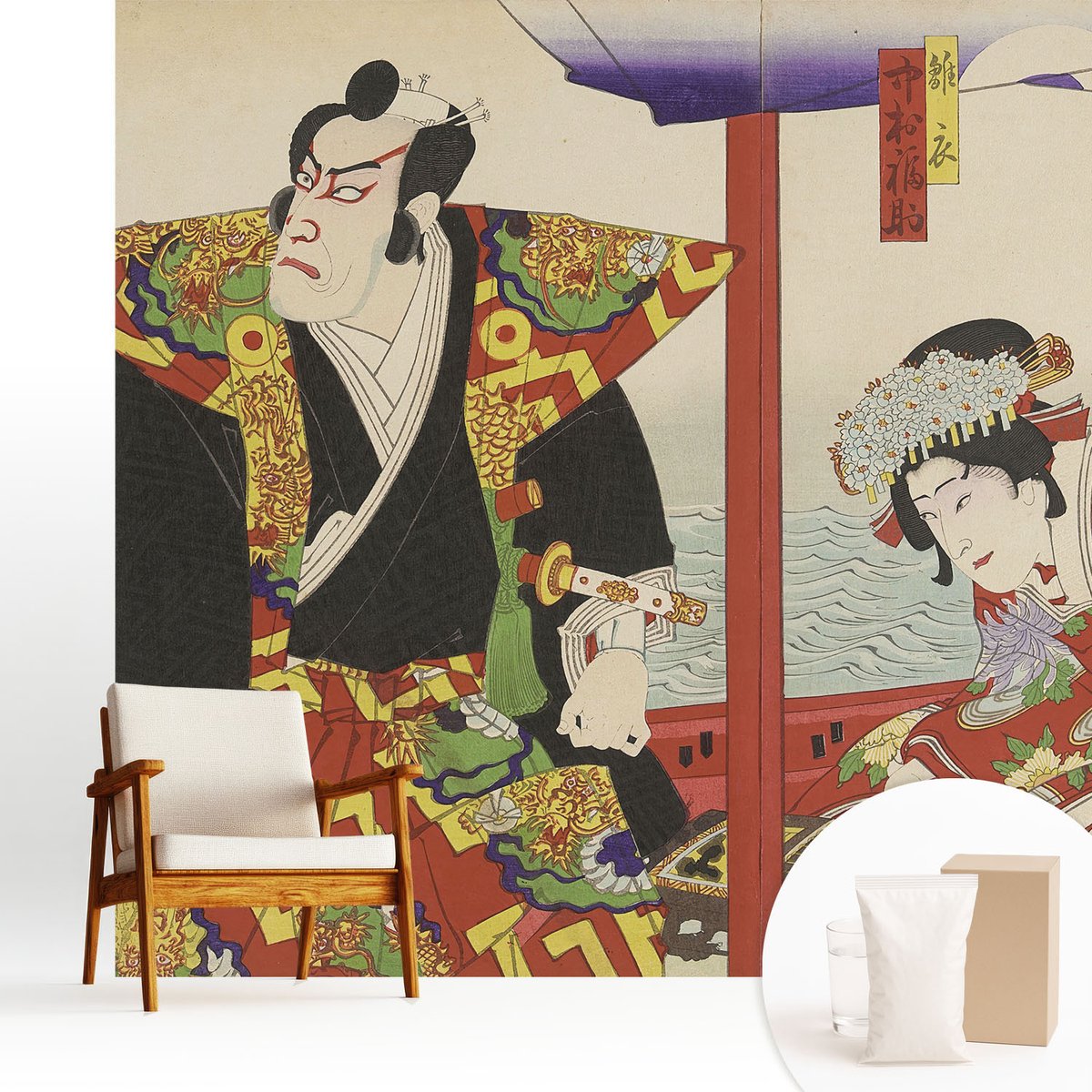 Wallfluent Fotobehang - Rood Vliesbehang - 250x250 cm - Japans Theater Muurschildering - Gang behang Deel - Fotobehang Vlies - Gang behang