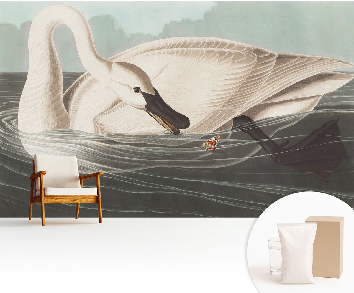 Wallfluent Fotobehang - Wit Vliesbehang - 416x254 cm - Harmonie Van De Natuur Fotobehang Vlies - Hal behang Dieren - Muurschildering - Hal behang