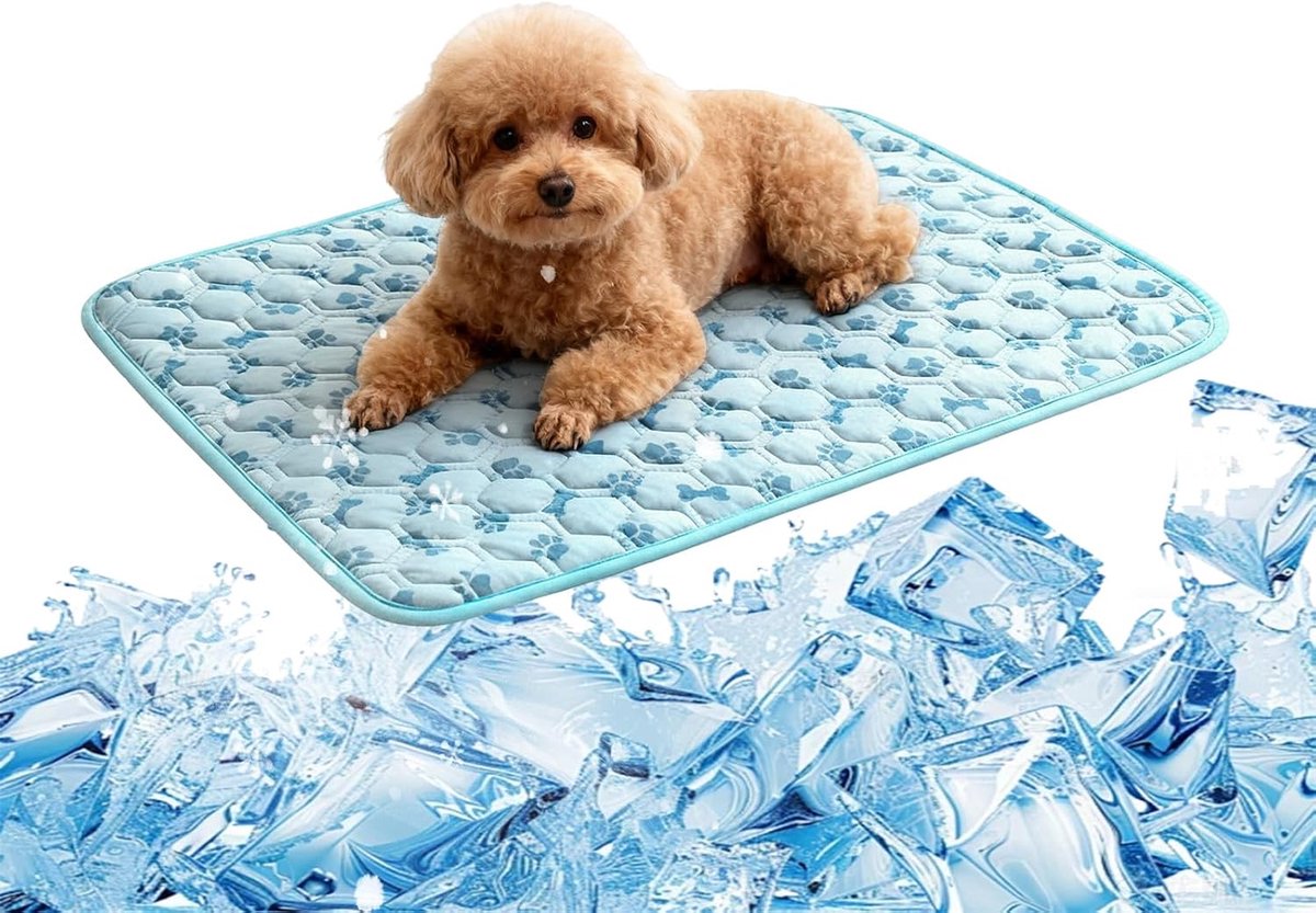 Koelmat voor honden 75 * 48 cm, koeldeken voor katten, wasbaar, zelfkoelend, hondenkoelmat, slijtvast en ademend, geschikt voor binnen, buiten, in de auto en in de kooi