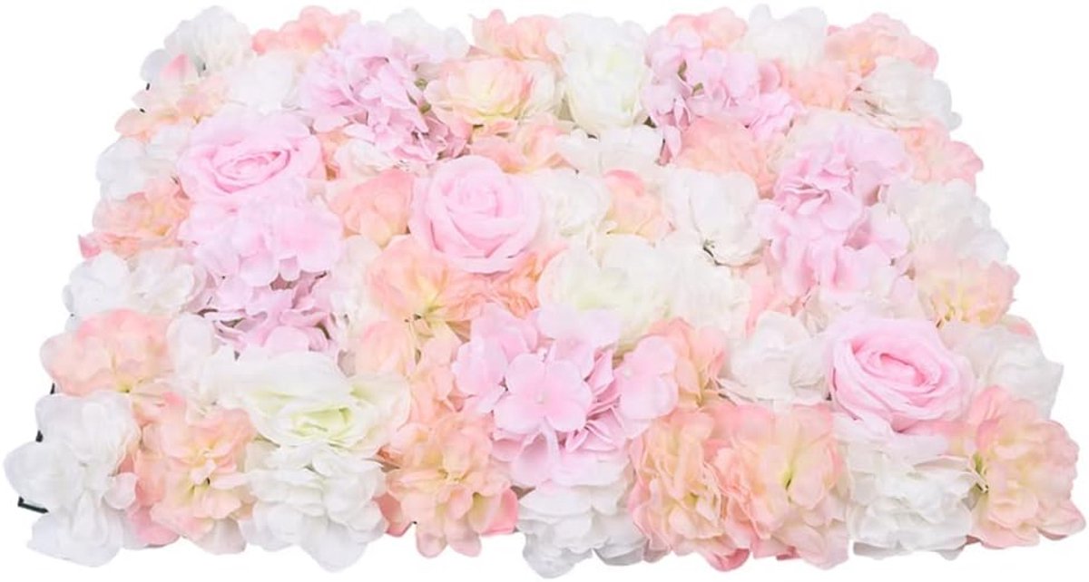 Kunstbloemenwand, rozenwand, 40 x 60 cm, bruiloft, straat, achtergrond, bloemenwand, bruiloft, kunstbloemen, paneel, decoratie voor bruiloft, tuin, woondecoratie (10 stuks, roze)
