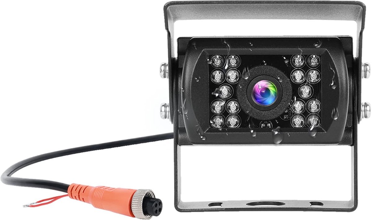 Achteruitrijcamera, 4-pins aviatie-stekker, 18 IR nachtzicht, geen hulplijn, zonder kleurverandering, waterdichte achteruitrijcamera voor universele auto/bus/camper/vrachtwagen/oplegger, 12V