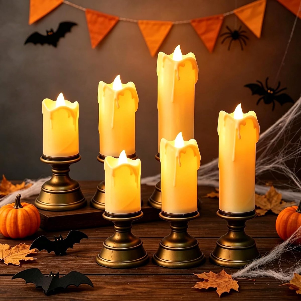 6 stuks Halloween-decoratie, led-kaarsen