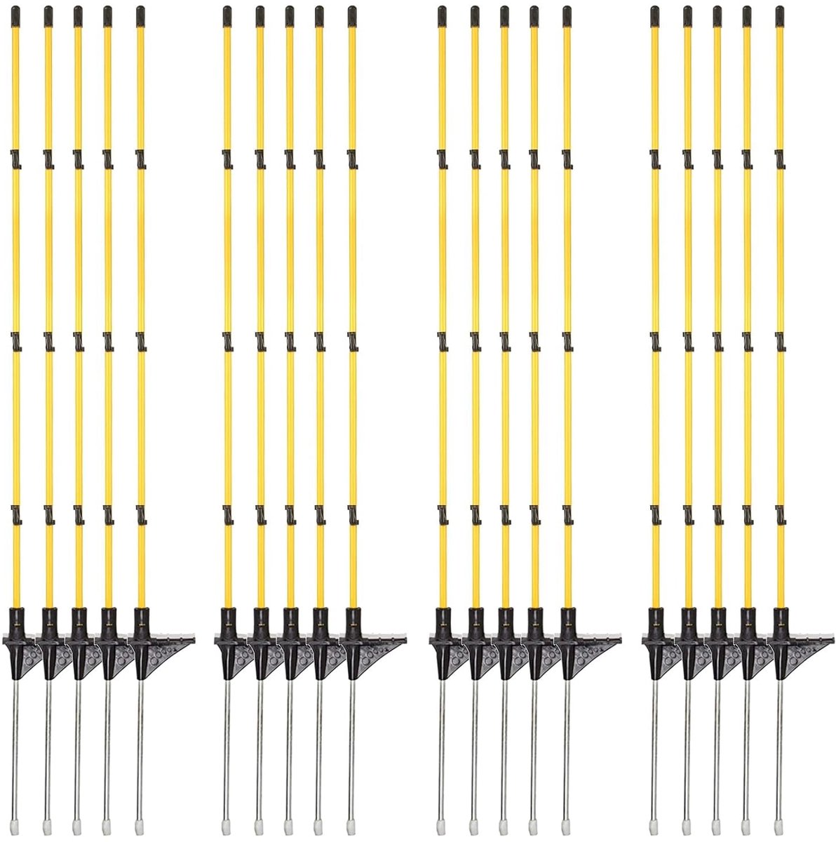 20 stuks hekpalen, fiberglas palen hoogte 116 cm, weidehekpalen voor kippenhek, weidehek, hondenhek, schapenhek, sneeuwhek, tuinbescherming, draagbaar hek, ideaal voor elektrisch hek, geel