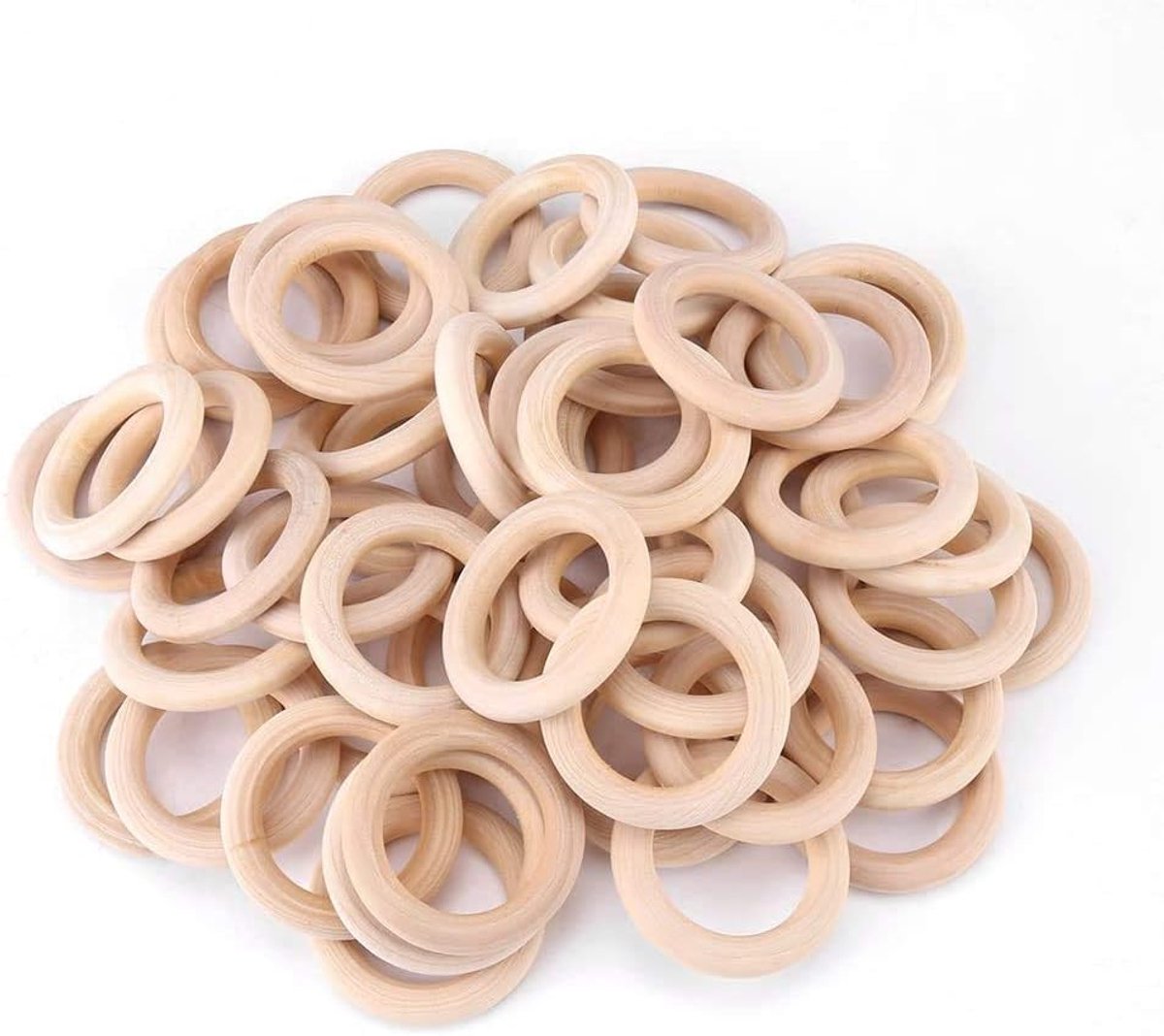 100 Stks Natuurlijke Houten Craft Ringen 13mm/0.51inch Onafgewerkte Houten Loop Cirkel Hanger Connectoren Sieraden Maken Accessoire Eén maat Buitendiameter 65 MM
