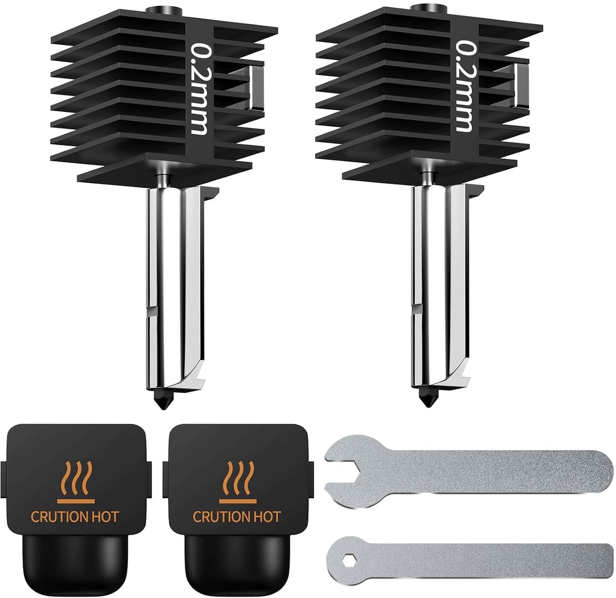 2 stuks A1 Mini Hotend Kit, gemonteerde printkop, hot end kit, extruder, verwarmingsblok met 0,2 mm gehard stalen mondstuk en siliconen afdekking, voor Bambu Lab A1 / A1 Mini 3D-printeraccessoires