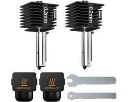 2 stuks A1 Mini Hotend Kit, gemonteerde printkop, hot end kit, extruder, verwarmingsblok met 0,2 mm gehard stalen mondstuk en siliconen afdekking, voor Bambu Lab A1 / A1 Mini 3D-printeraccessoires