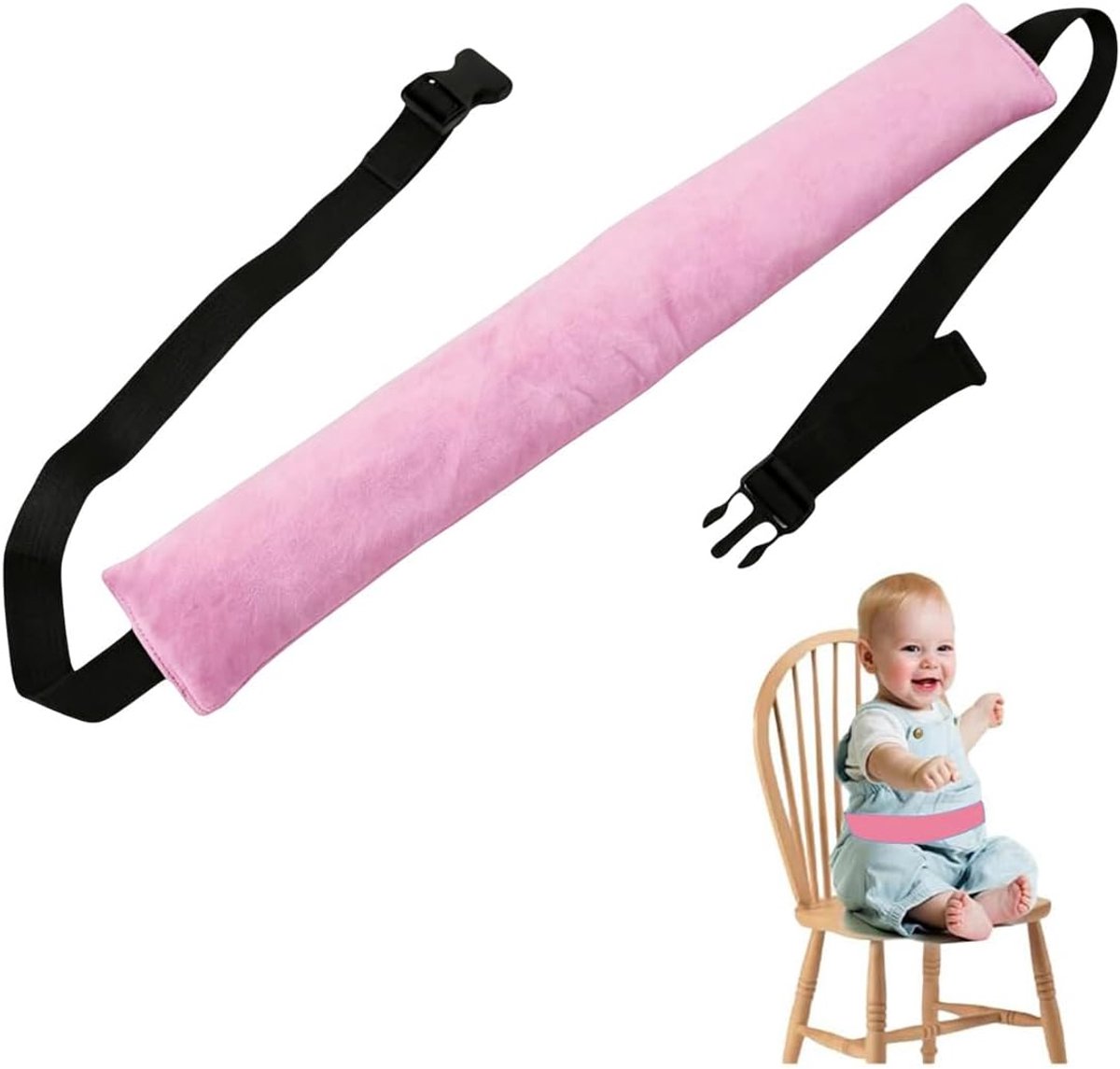 1 x hoofdsteun voor kinderen, kussen voor eetkamerstoel, veiligheidsgordel voor kinderstoel, supermarktwagen, van polyester, roze