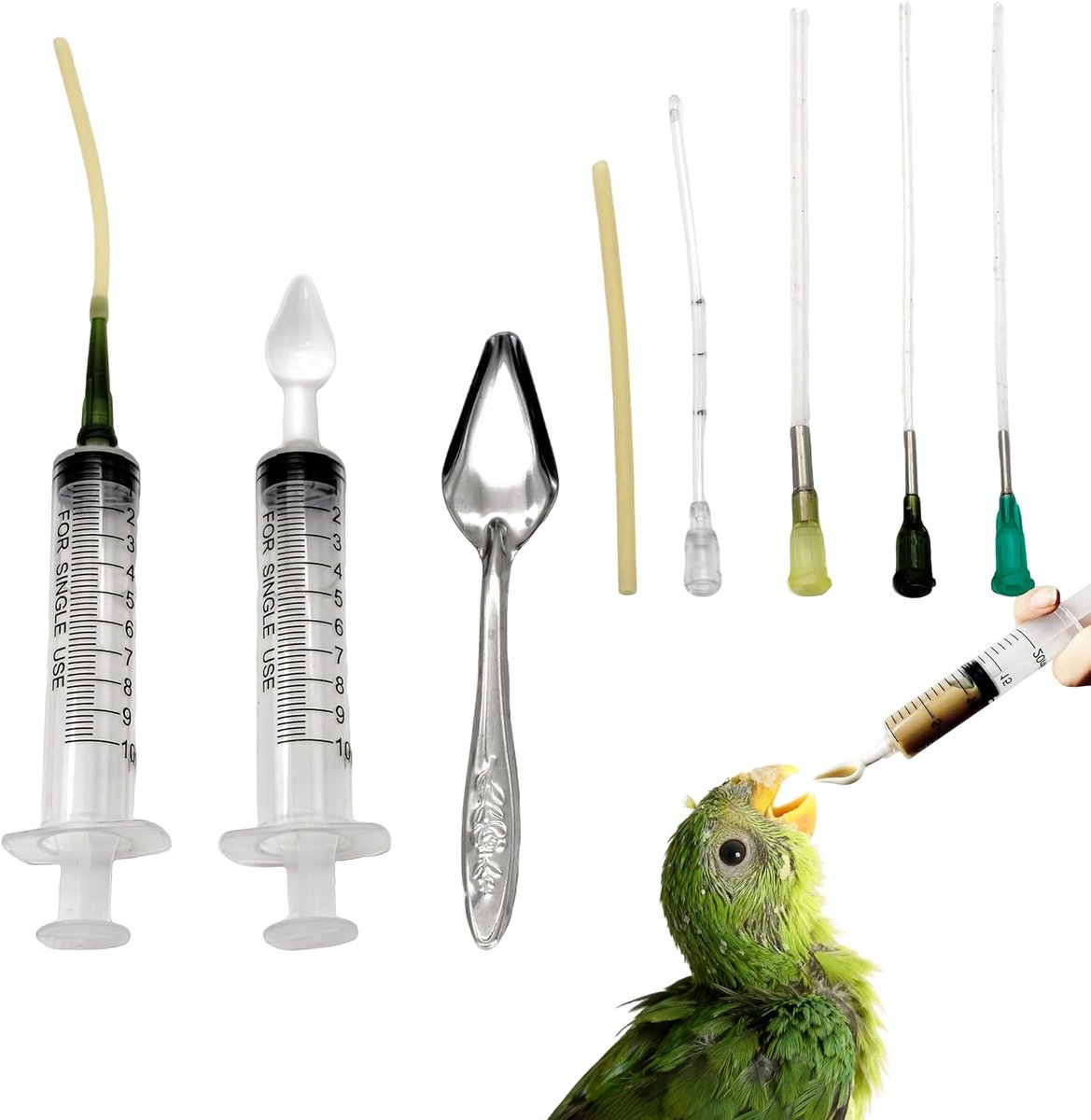 8 stuks babyvoederset, 10 ml spuiten voor jonge vogels