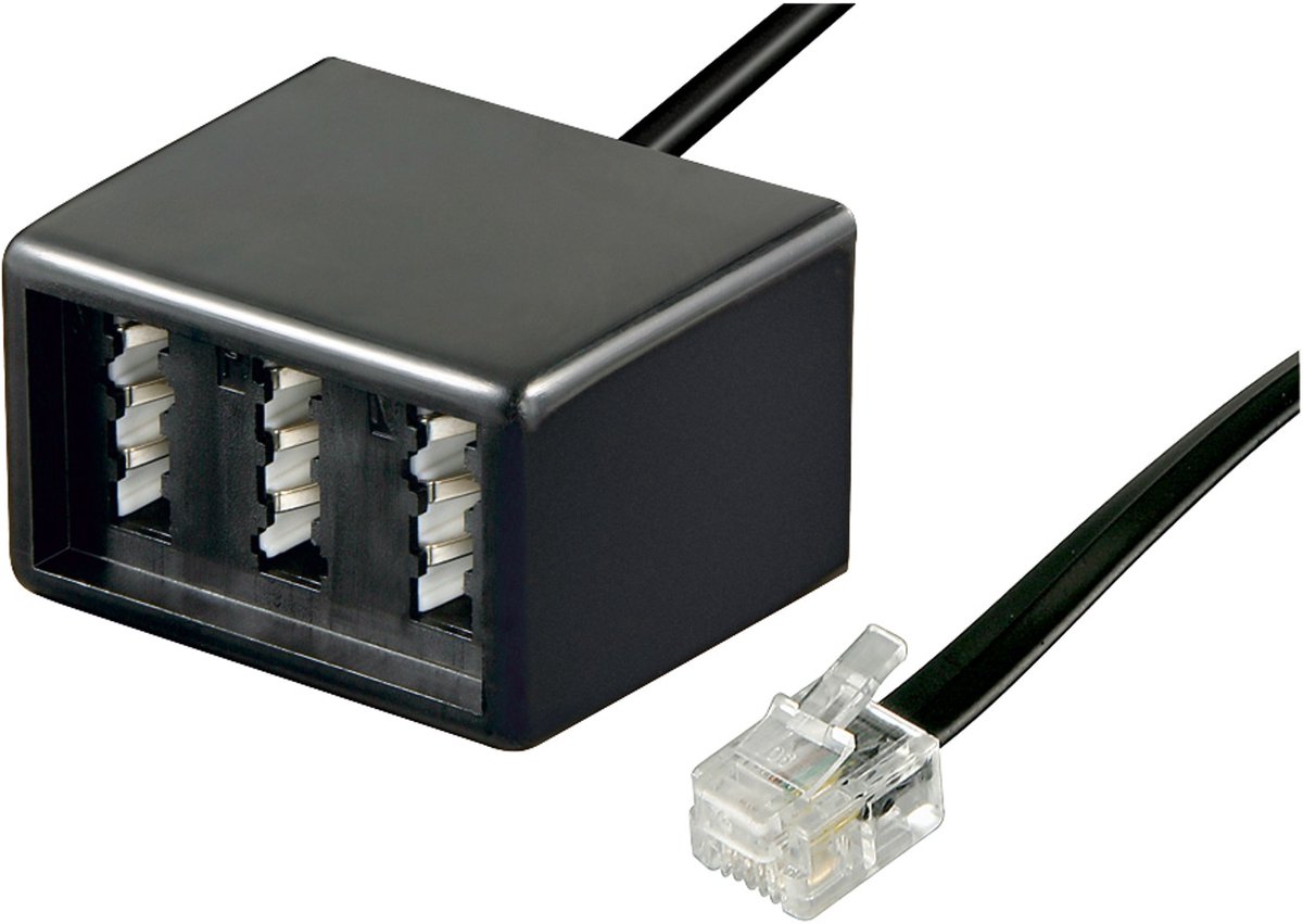 Goobay TAE telefoon adapter stekker, 3 x TAE N/F/F-bus > RJ11/RJ14-stekker (6P4C)