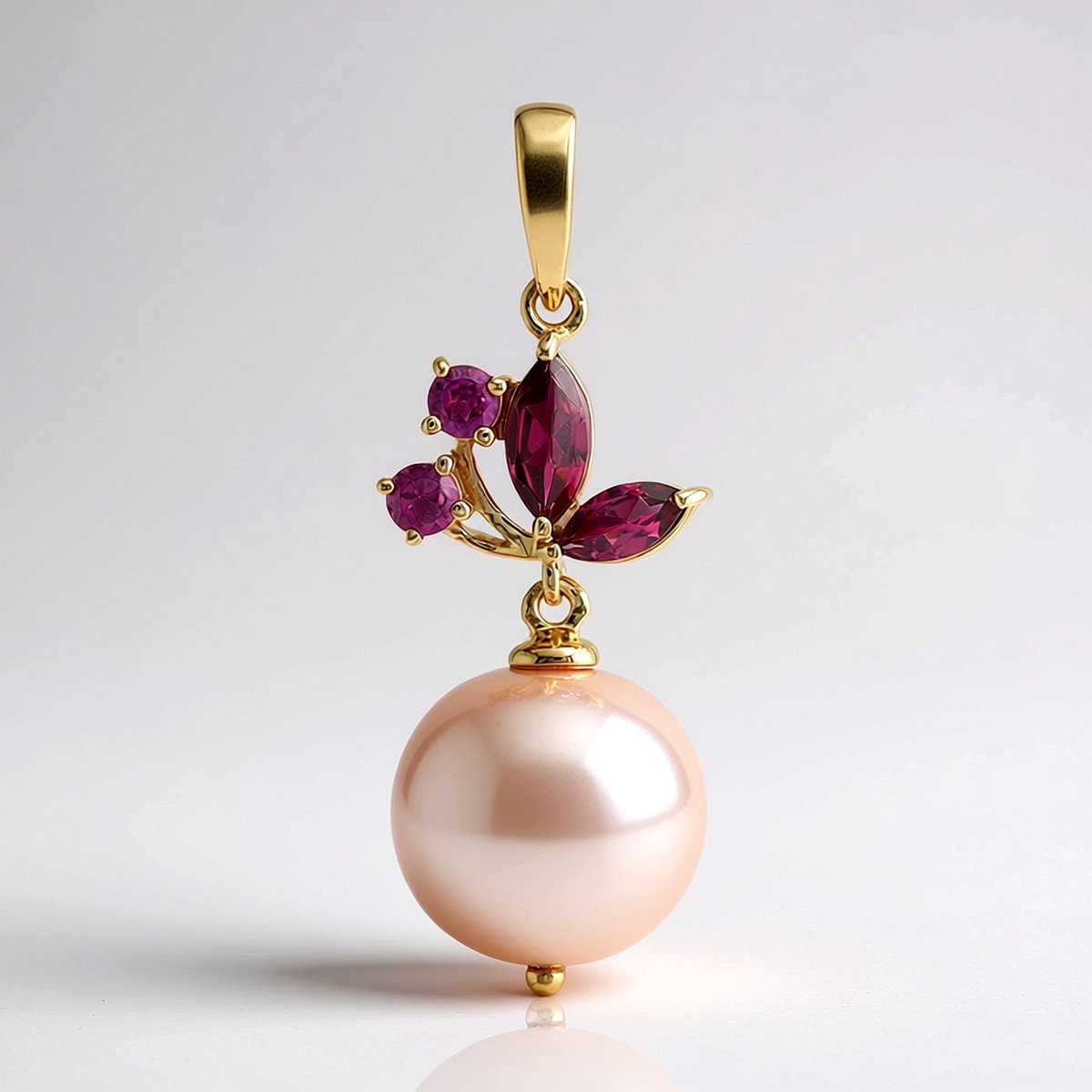 Cavill - Paars Paarse Ming Parel Hanger - 925 Sterling Zilver Verguld - Braziliaanse Rhodoliet Marquise & Rond Geslepen - Luxe Elegante Ketting Dames