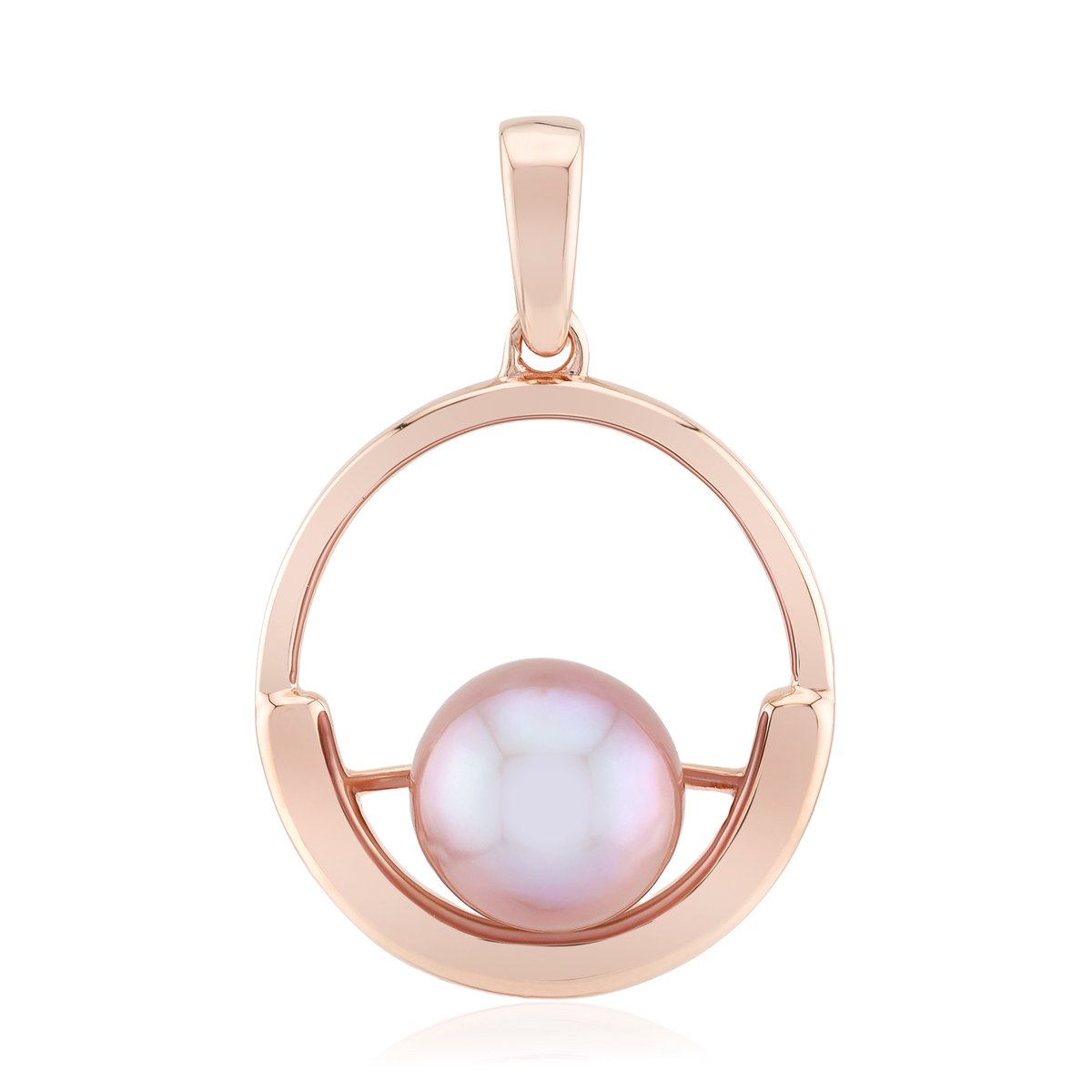 Cavill - Roségoud Vergulde 925 Sterling Zilveren Hanger - 8,5 mm Paarse Ming Parel - Elegante Ronde Parel - Sieraden Dames