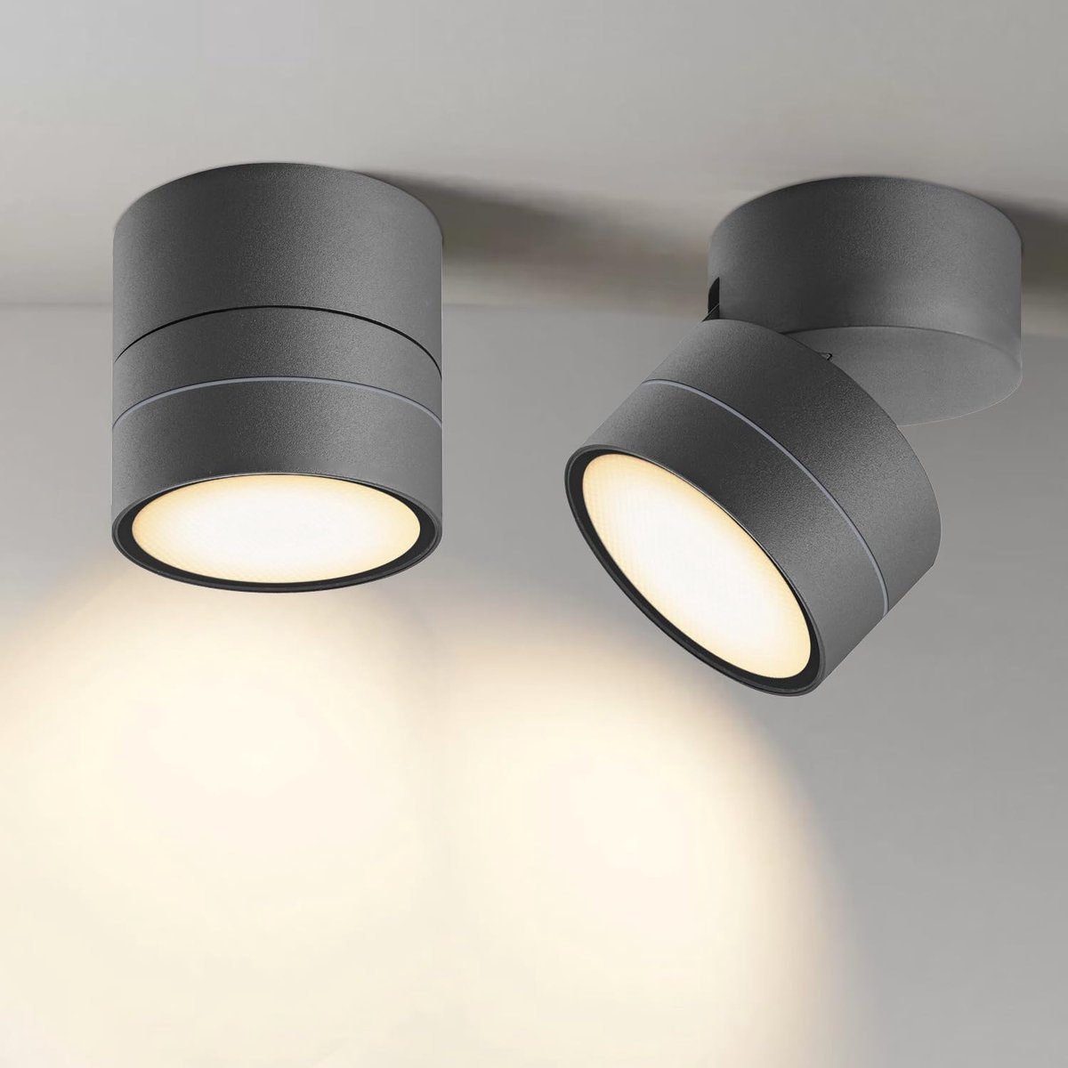 SnelShoppen - EBION GX53 Surfaced Spotlights Anthraciet - Rotatable 90° Ceiling Spots - IP54 Waterdicht - Aluminium - Geschikt voor Slaapkamer, Badkam