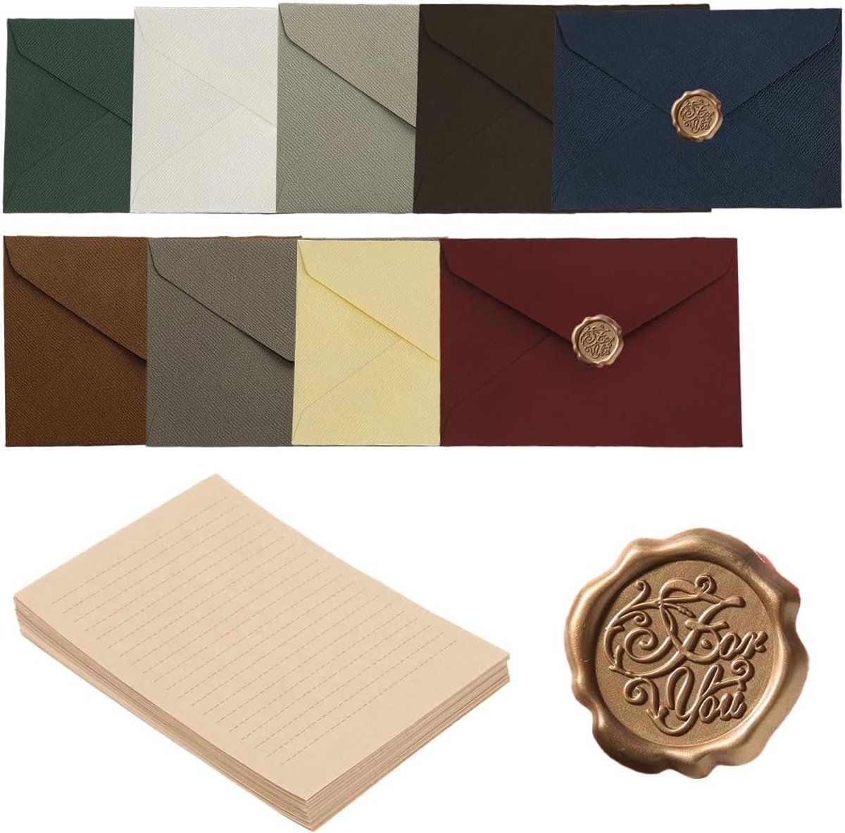Kantoorartikelen set 38-delig - vintage papier - antieke enveloppen - perfect voor uitnodigingen - ShopVlot