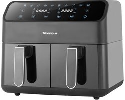 Sinaopus Dubbele Airfryer 9L – 2 Manden – 2000W – 10 Programma's – Heteluchtfriteuse met Kijkvenster – Digitaal Touchscreen