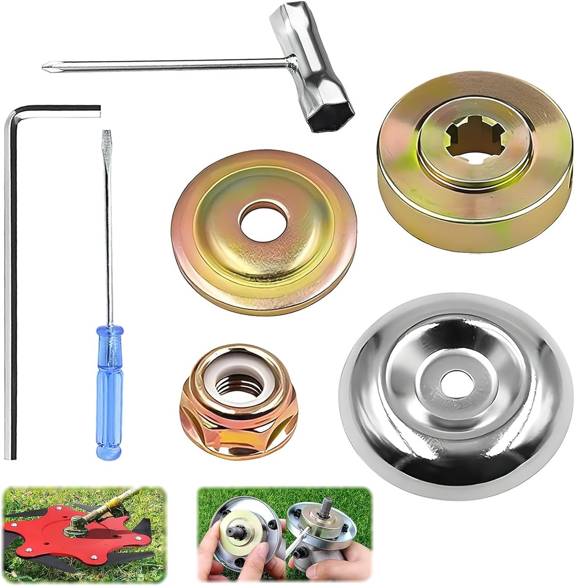 SnelShoppen - 7-delige Metal Gear Blades Brush Cutter Kit - Universele Accessoires voor Grasmaaiers, Gras Trimmers, Tuin, Tuingereedschap