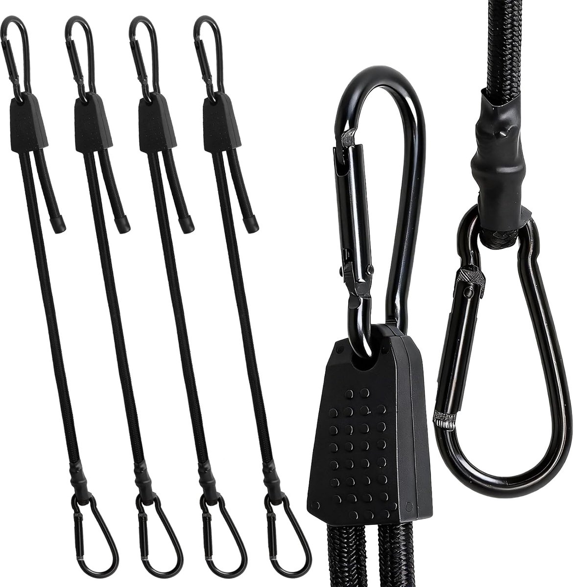 Expander met haken 100 cm - zwart - extra sterke latex rubber - perfect voor bagage en tuingereedschap - ShopVlot