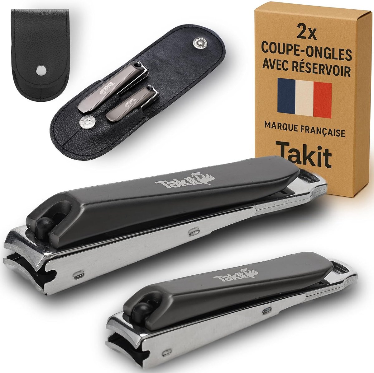 SnelShoppen - Nagelknippers Set van 2 - RVS Nagelknipper met Opslagzak - Ultra Scherpe Bladen - Inclusief Geïntegreerde Vijl - Voor Thuis en Reizen