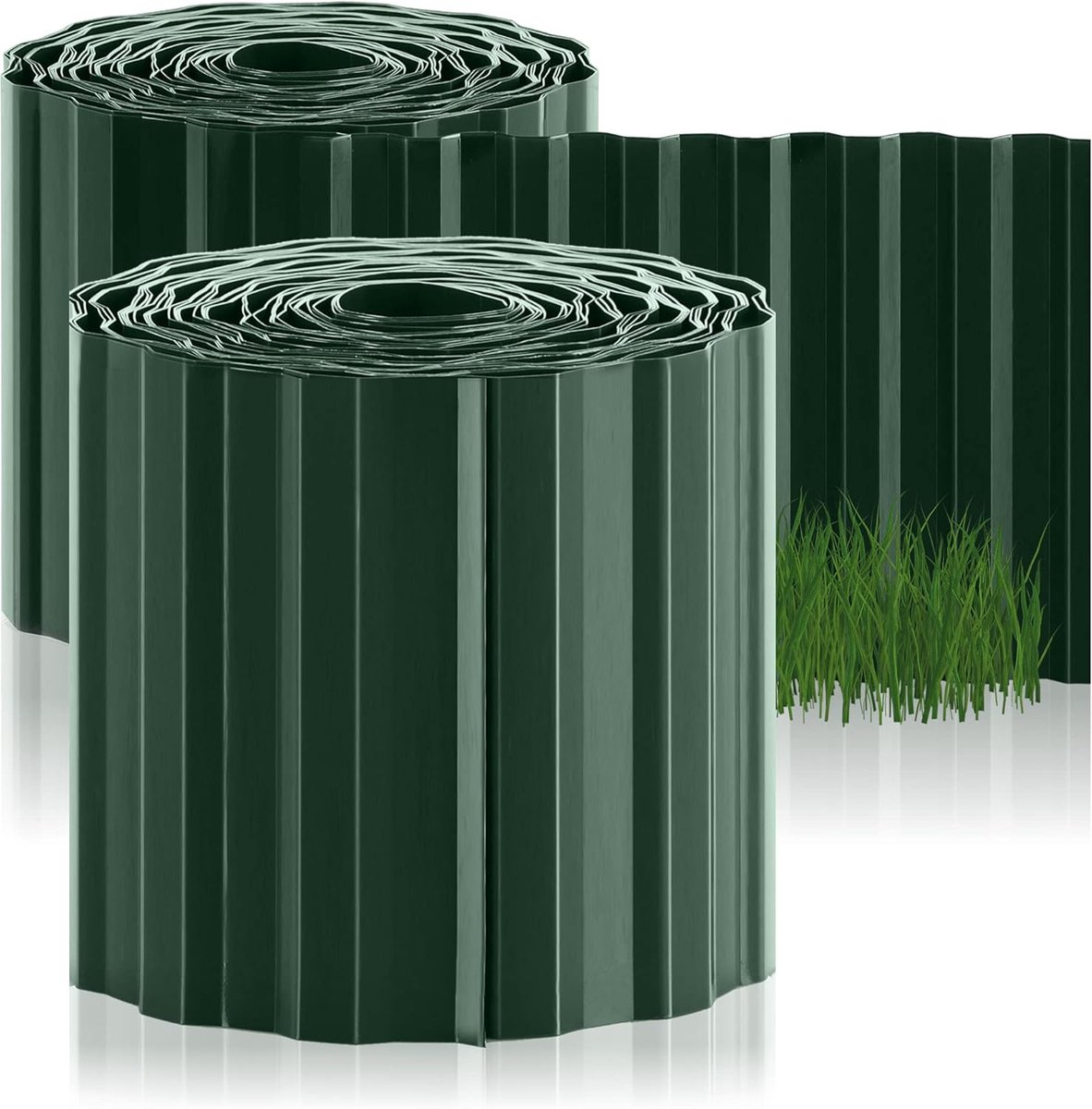 SnelShoppen - 2 x Flexibele Tuinrand, 15 x 900 cm, Kunststof, Verstelbare Bedborder voor Graszones, Bloembedden en Tuinpaden, Groen, Weerbestendig