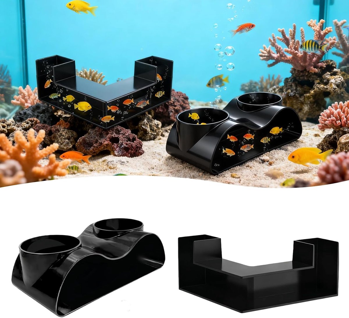 Aquarium tunnel 2 maten - plastic schuilplaats - 360° zicht - ideaal voor vissen en garnalen - ShopVlot