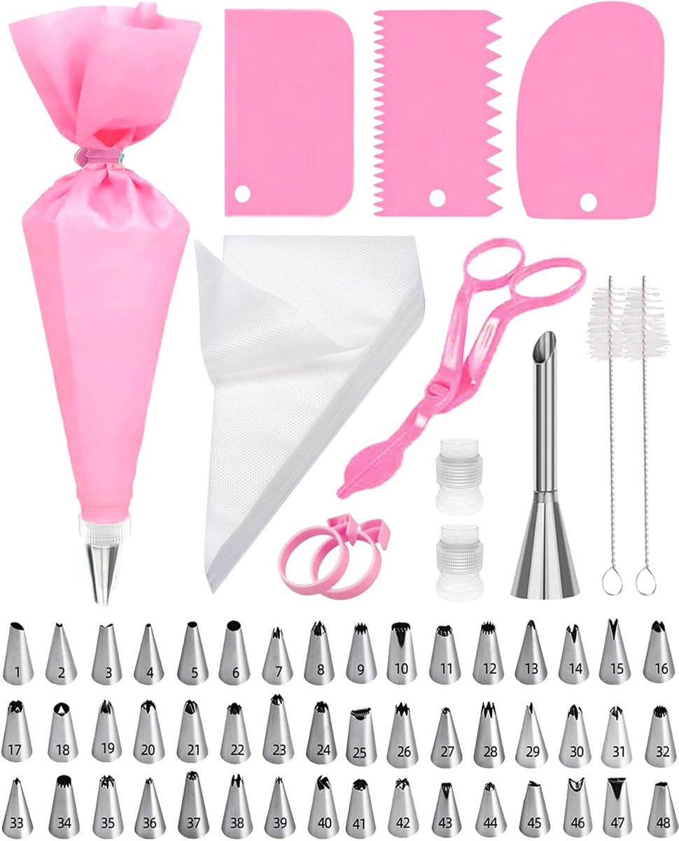 SnelShoppen - Cake Decorating Kit 80-delig - Taart Decoratie Set voor Verjaardagen, Bruiloften en Feestjes - Inclusief Herbruikbare en Wegwerp Spuitza