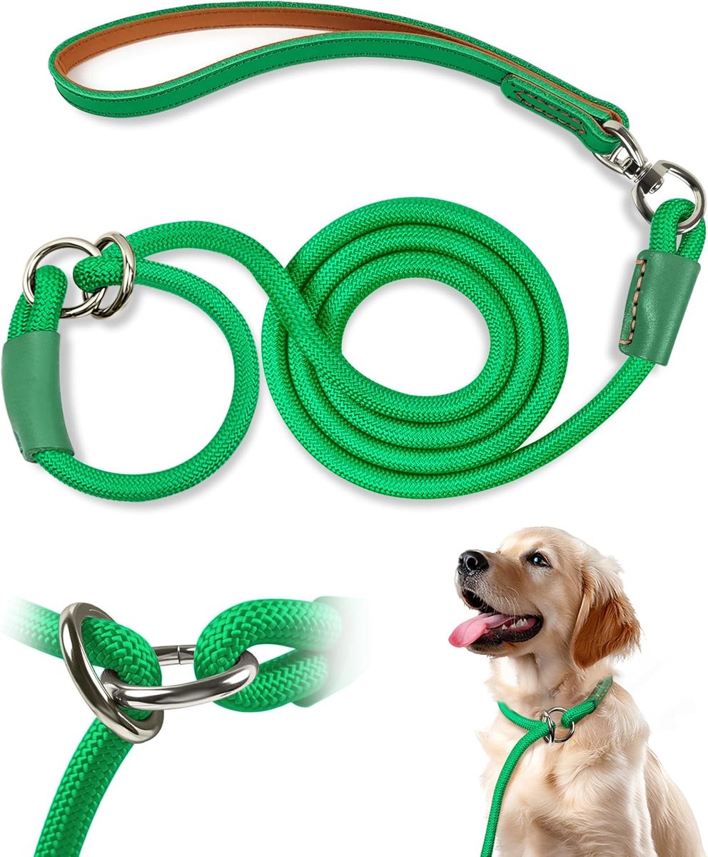 Hond Leash 1×180 cm - Trekbestendig - Groene slip lead - Voor eenvoudige wandelingen - ShopVlot
