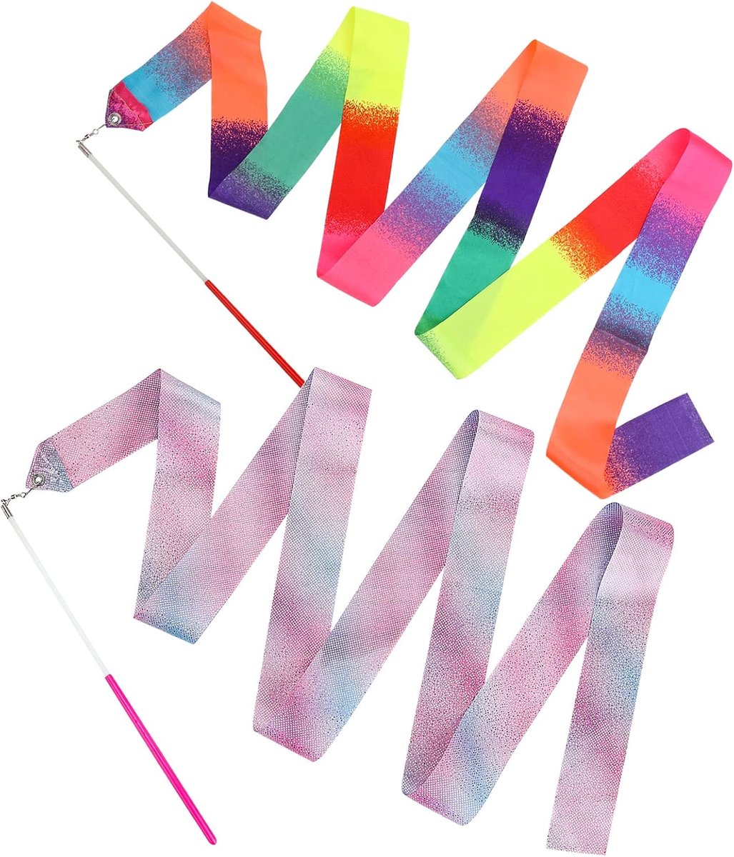 2pcs Rhythmic Dance Ribbons, 170cm Gymnastics Ribbon Dancer Wand Dancing Ribbon Streamers for Kids, Fits Artistic - ShopVlot