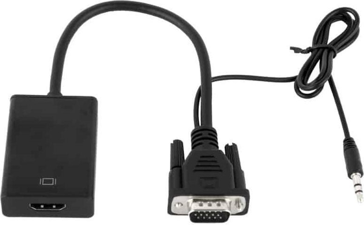 Image of VGA naar HDMI adapter - VGA HDMI converter - VGA naar HDMI converter - HDMI adapter met audio - Beeld en geluid converter - 1080P - VGA adapter - HDMI converter - VGA to HDMI adapter - Zwart - Jonyx
