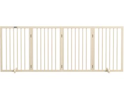 Barrière de sécurité modulable pliable pour animaux de compagnie avec pied de support - bois massif - 206 x 35 - 5 x 76 cm