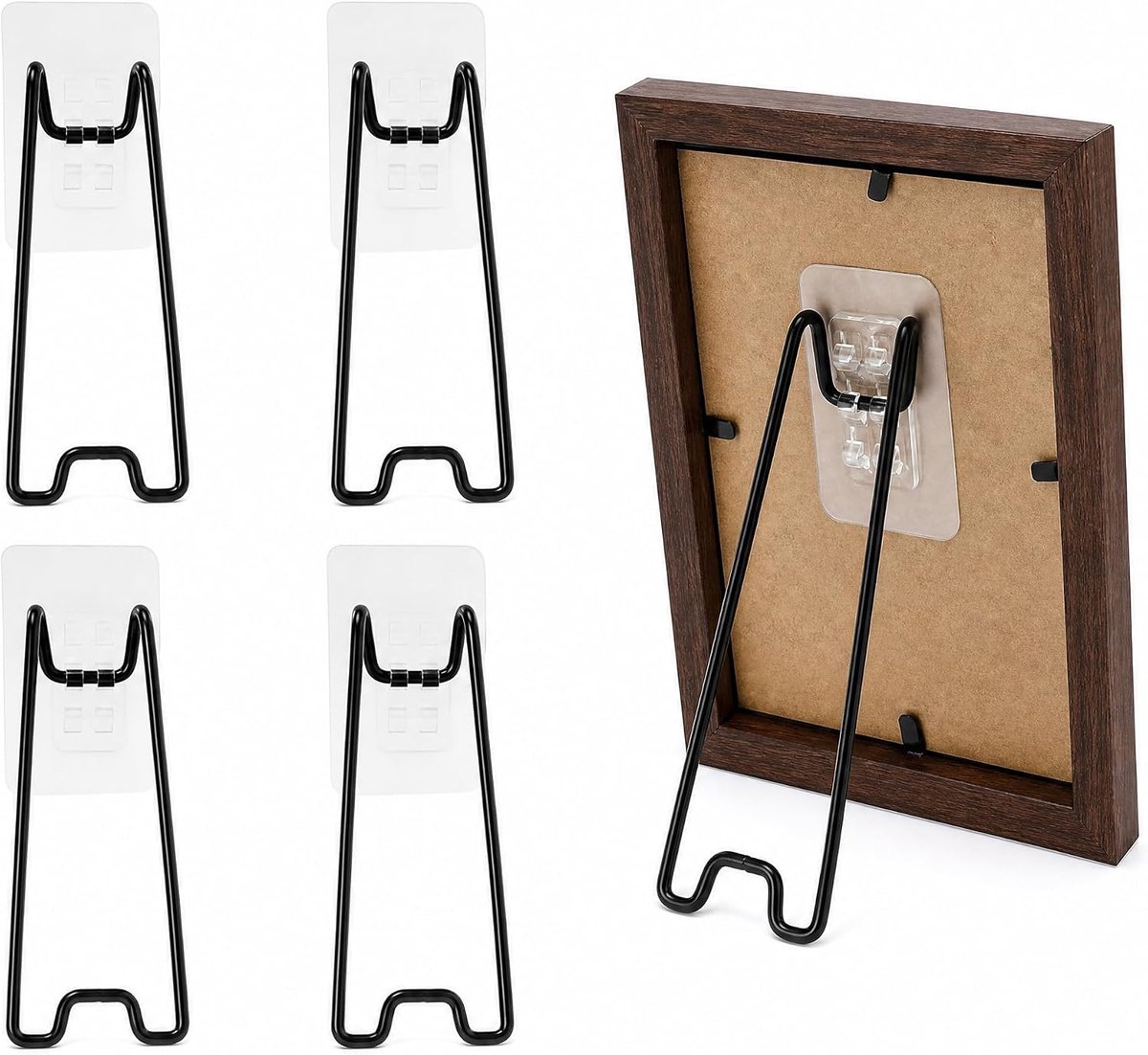 Houder met zelfklevend, 2 stuks, verstelbare fotolijst, achterkant, ezel, standaard, stabiele standaard voor fotolijsten, tafelafbeeldingen voor woonkamer, kantoor, decoratie
