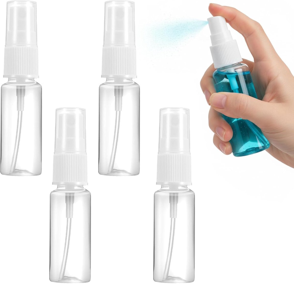 Spuitflessen, 100 ml spuitfles, herbruikbare parfumfles van kunststof, transparant, lege mini-spuitflessen voor vloeistoffen, reizen en cosmetica, 4 stuks