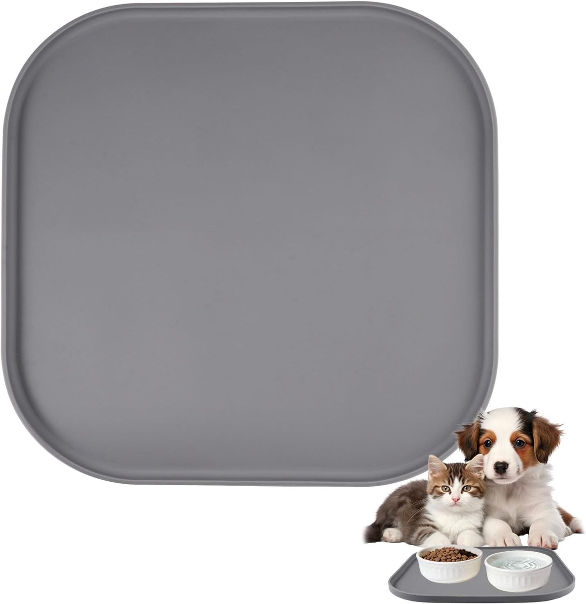 Siliconen voermat voor honden en katten 27x27 cm grijs
