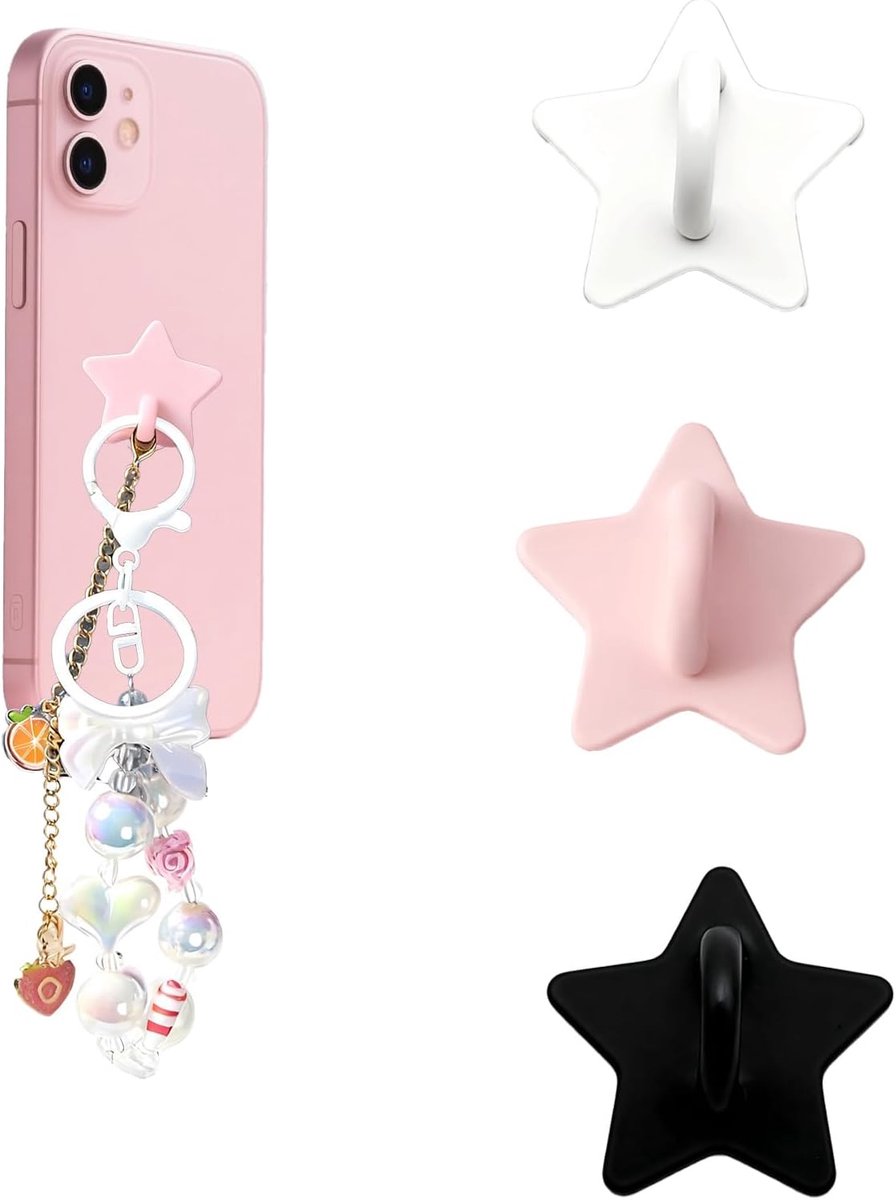 Telefoon ringhouder, metalen vingerringstandaard kleverige grip lus zelfklevende telefoon bedelhaak voor mobiele hoes pad tablet doe-het-zelf accessoires (ster)