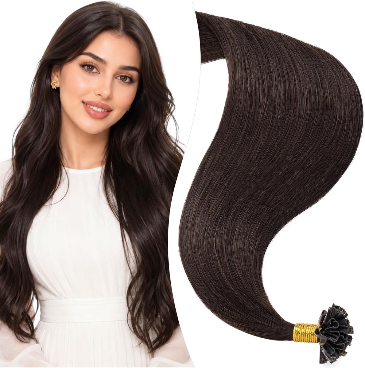 Haarextensions U-Tip 50g - Donkerbruin - 50 Strengen Keratine - Voor een volle haardos - ShopVlot