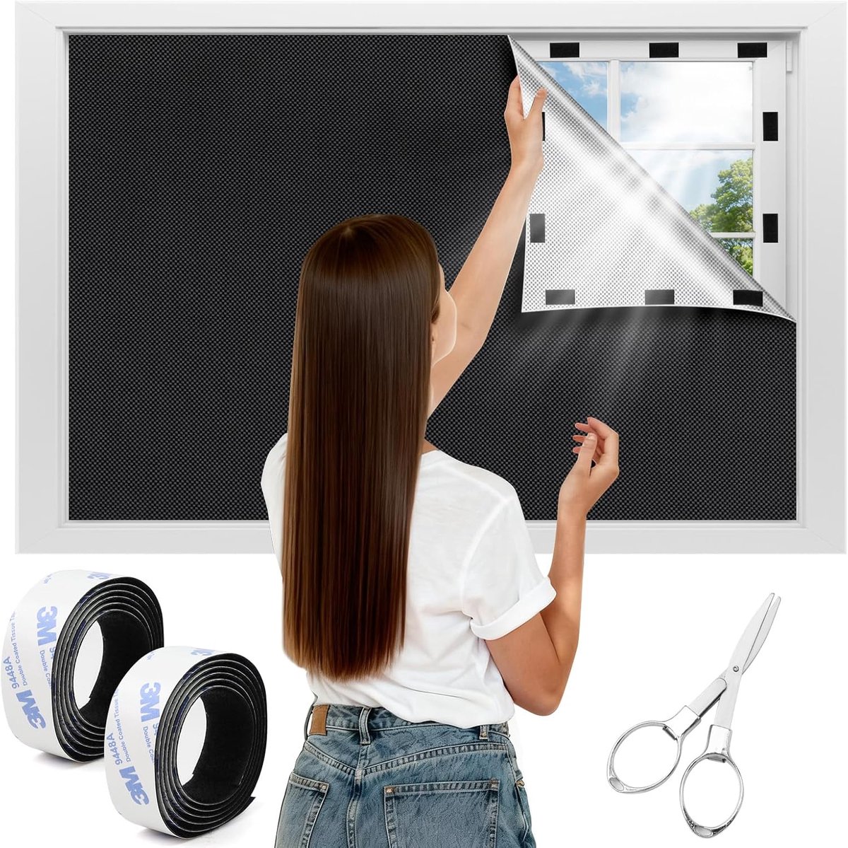 Blackout Roller Blind Without Drilling with Fastener Window Darkening Fabric Roof Window Sun Protection Blackout - ShopVlot