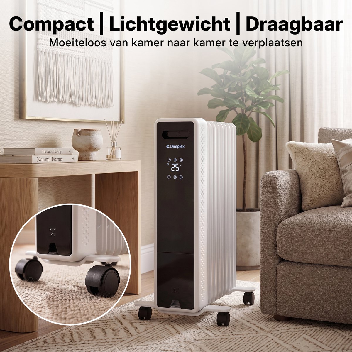 Dimplex ECO Edge Olievrije Radiator 2000W – Elektrische Kachel voor Ruimtes tot 60 m³ – Elektrische Verwarming met Thermostaat (5-35°C), 24-uurs Timer en Kinderslot – Wit/Zwart – foto 6