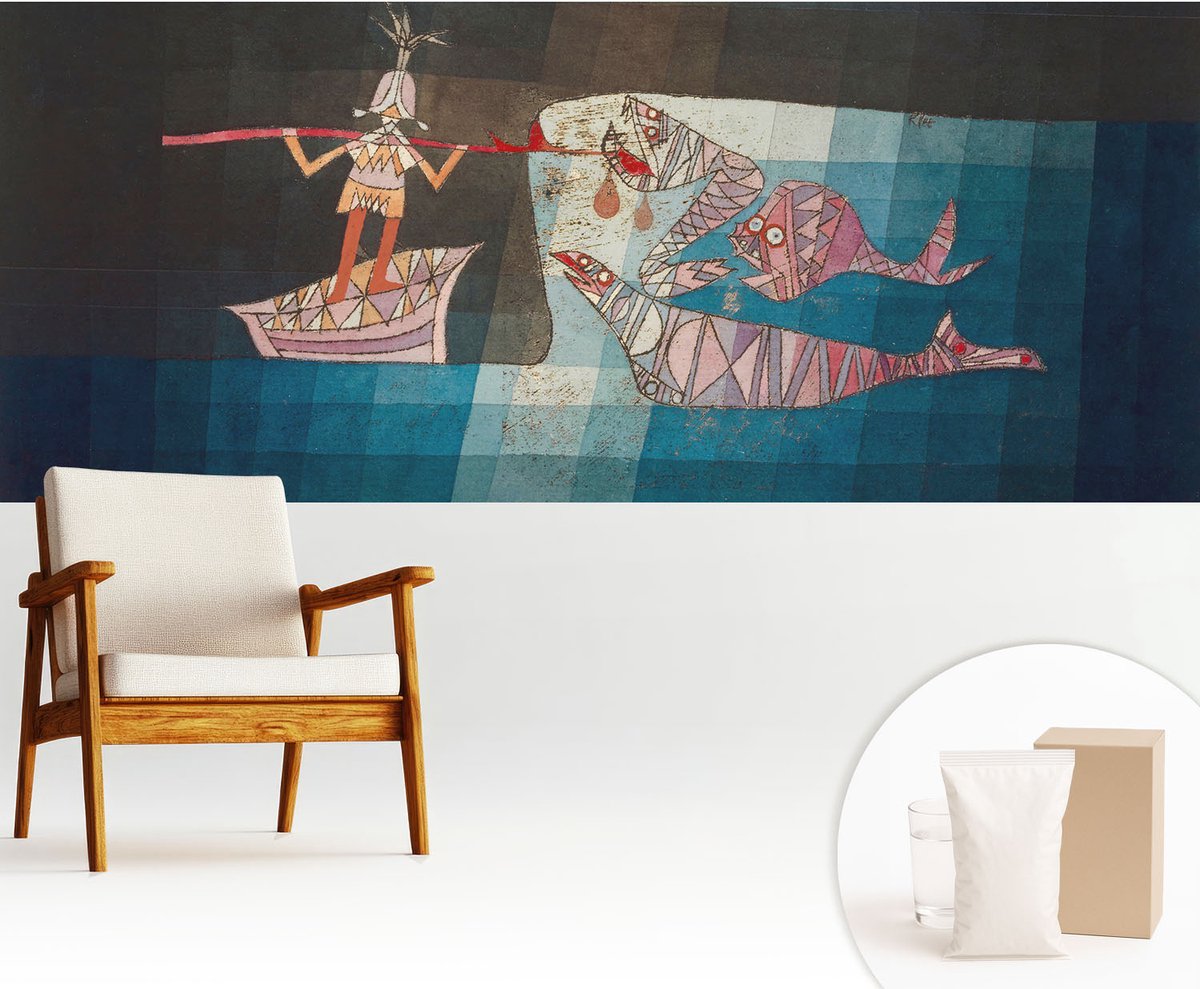 Wallfluent Fotobehang - Zwart Vliesbehang - 250x104 cm - Visser-Jager Fotobehang Vlies - Hal behang Deel - Muurschildering - Woonkamer behang