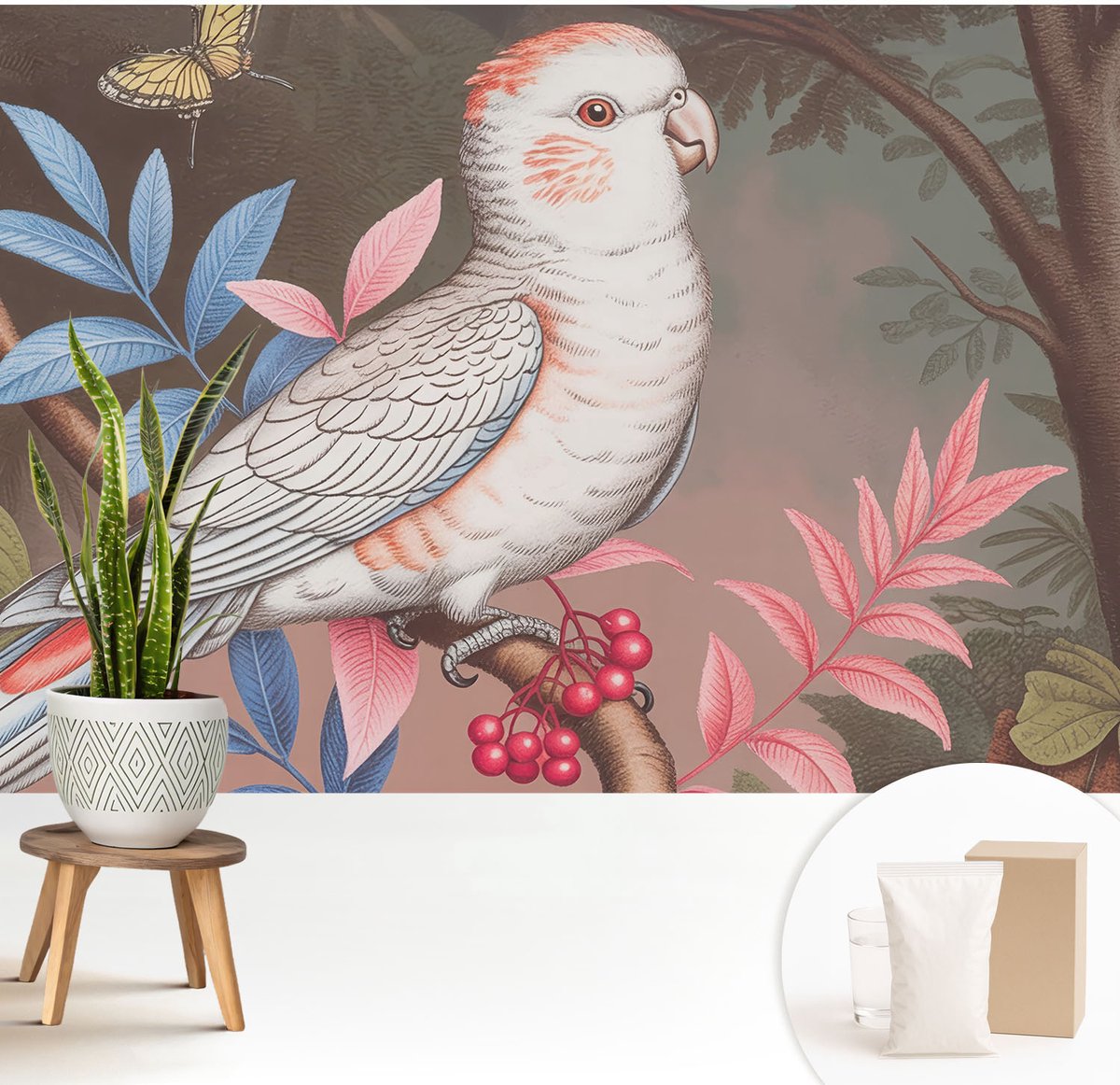 Wallfluent Fotobehang - Bruin Vliesbehang - 208x146 cm - Tropische Natuur Muurschildering - Gang behang Dieren - Fotobehang Vlies - Gang behang