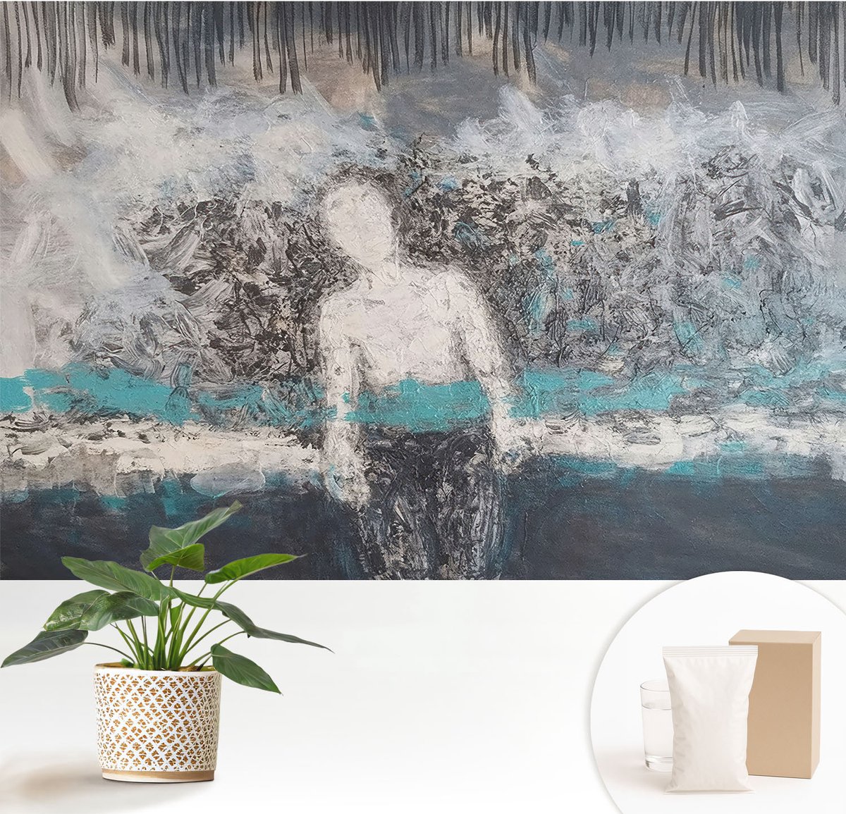 Wallfluent Fotobehang - Grijs Vliesbehang - 152x104 cm - Mysterieuze Wereld Fotobehang Vlies - Hal behang Abstractie - Muurschildering - Woonkamer behang