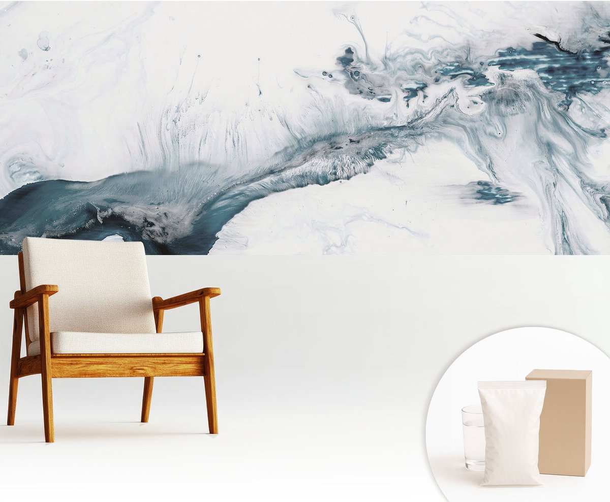 Wallfluent Fotobehang - Wit Vliesbehang - 250x104 cm - Abstracte Elegantie Muurschildering - Slaapkamer behang Abstractie - Fotobehang Vlies - Slaapkamer behang