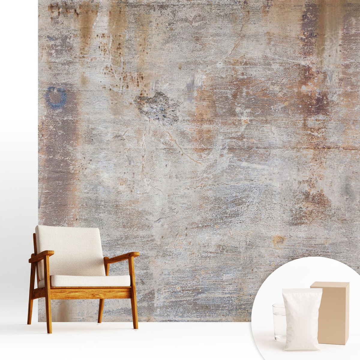 Wallfluent Fotobehang - Grijs Vliesbehang - 250x250 cm - Ruw Oppervlak Fotobehang Vlies - Hal behang Texturen - Muurschildering - Woonkamer behang