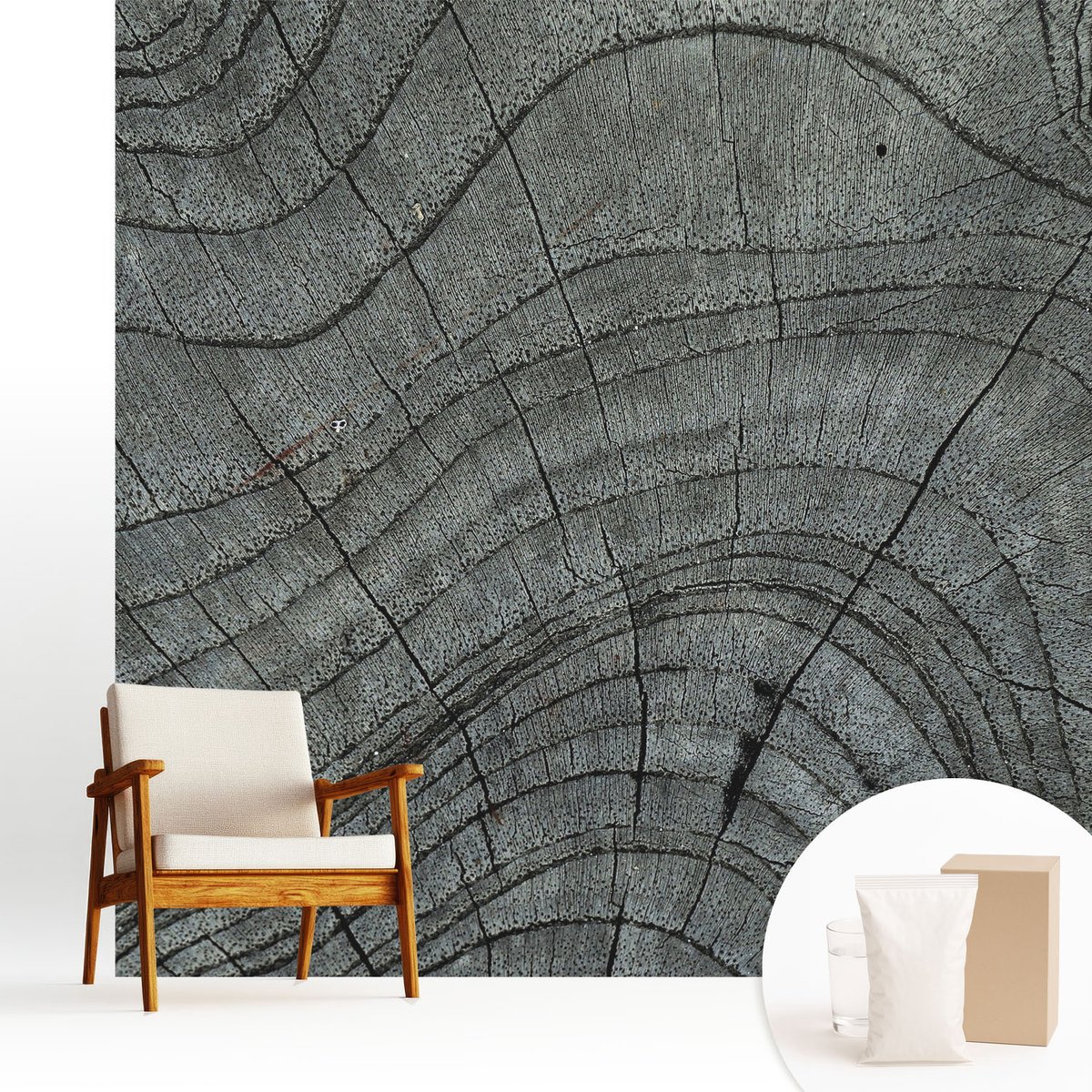 Wallfluent Fotobehang - Grijs Vliesbehang - 250x250 cm - Korrelpatroon Fotobehang Vlies - Woonkamer behang Texturen - Muurschildering - Woonkamer behang