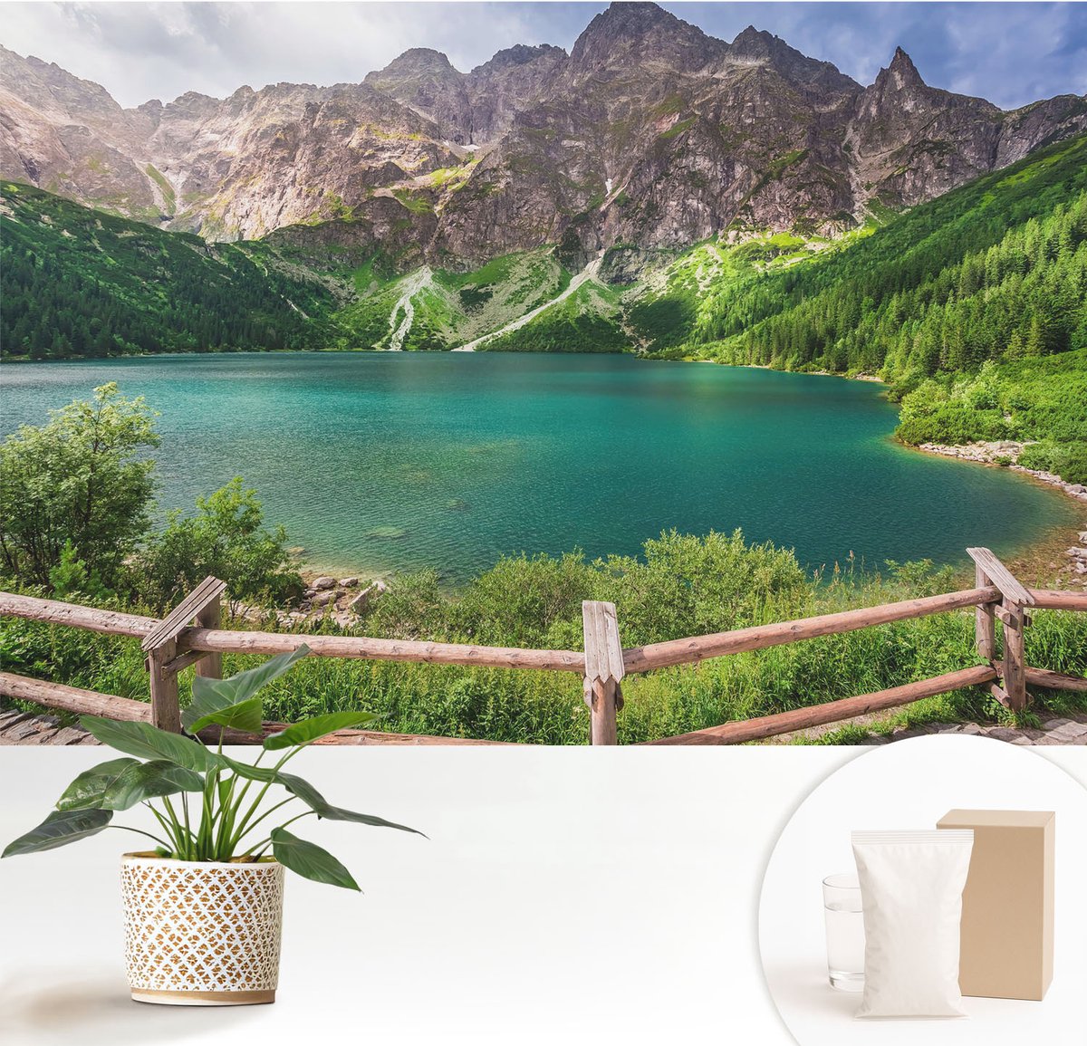 Wallfluent Fotobehang - Groente Vliesbehang - 152x104 cm - Berglandschap Muurschildering - Gang behang Landschappen - Fotobehang Vlies - Slaapkamer behang