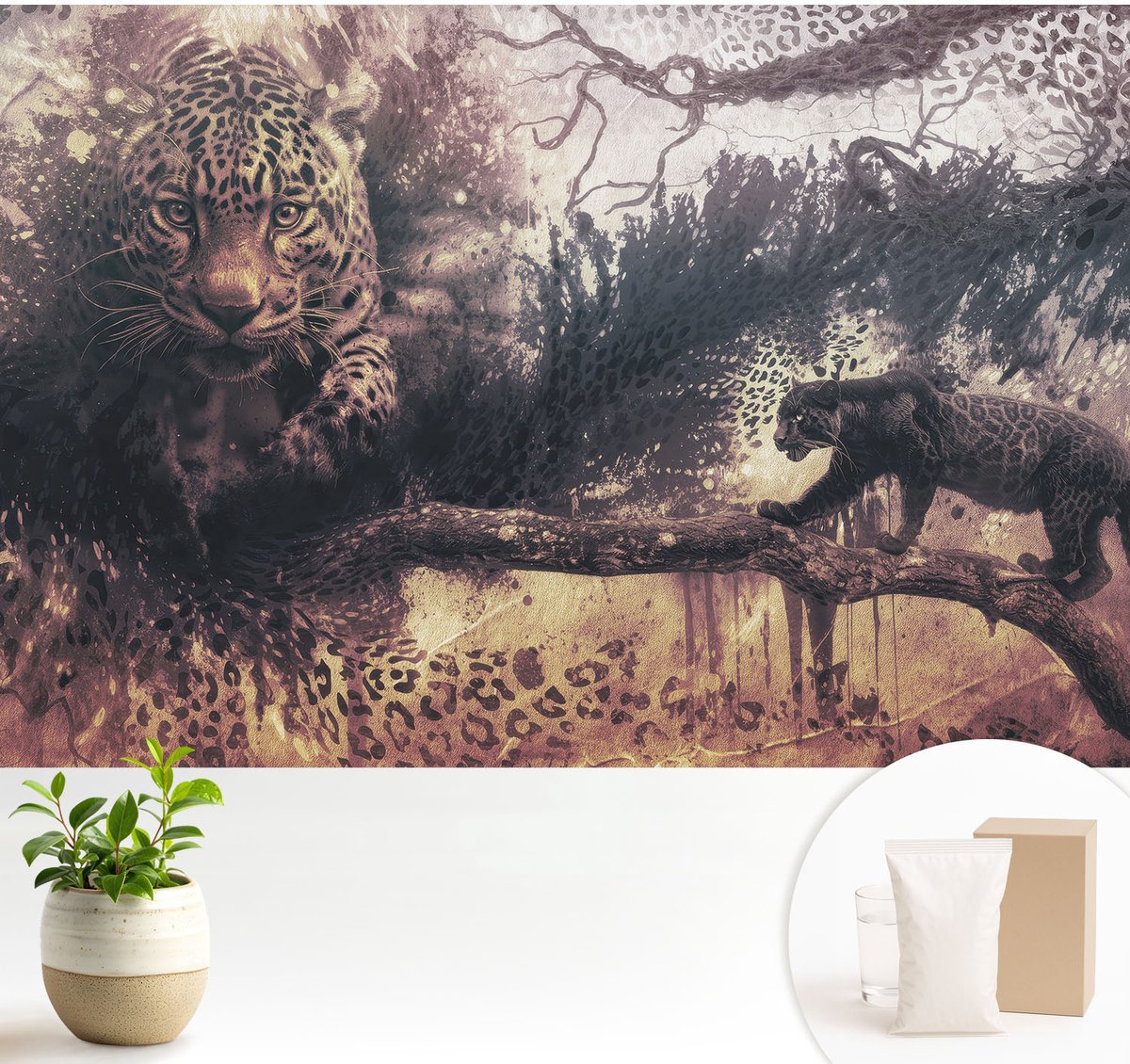 Wallfluent Fotobehang - Bruin Vliesbehang - 104x70 cm - Bosthema Muurschildering - Gang behang Dieren - Fotobehang Vlies - Slaapkamer behang